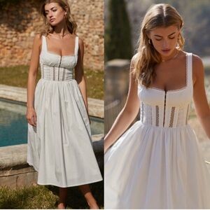 House of CB White Midi Dress with Corset Detail